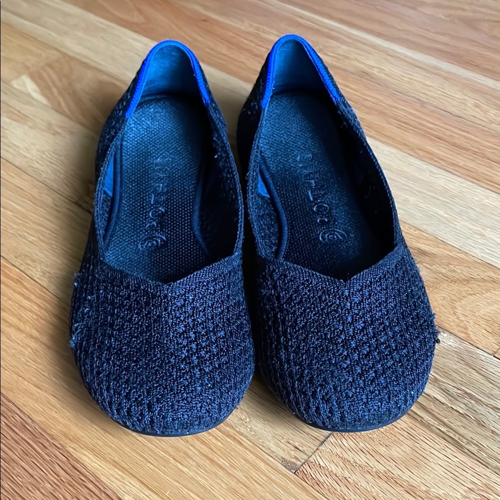 Rothy’s Black Flats Waffle Weave texture shoes washable Size 9.5 women